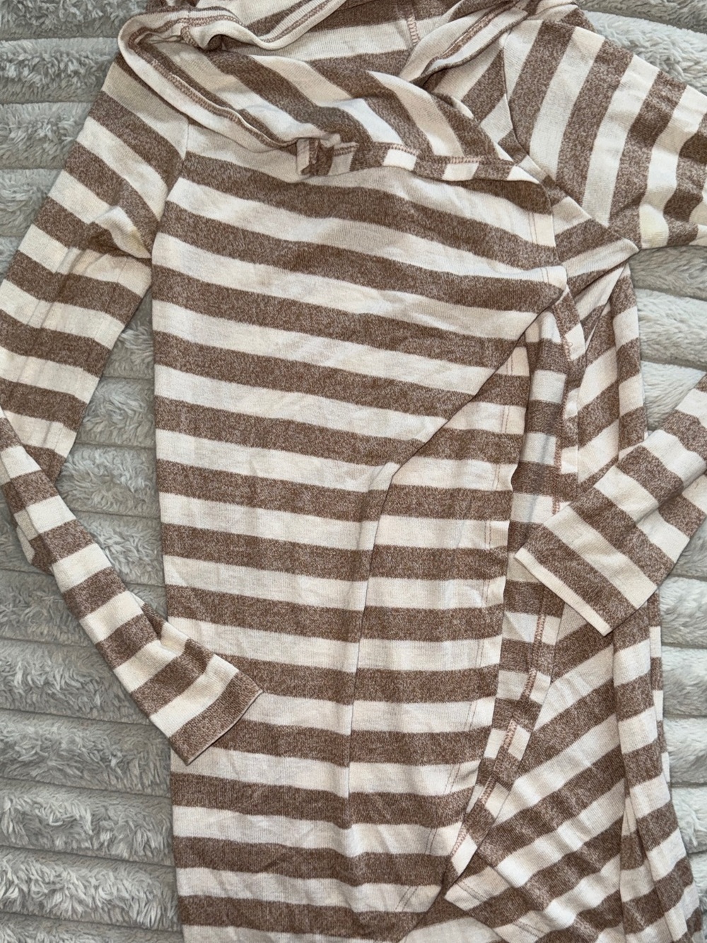 Striped Hooded Women's Sweater cardigan in Cream and Brown